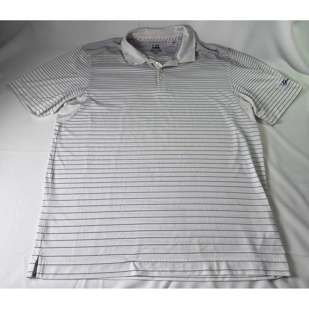 Cutter & Buck Striped Golf Polo Shirt CB‎ DryTec Moisture Wicking Size XL Mens